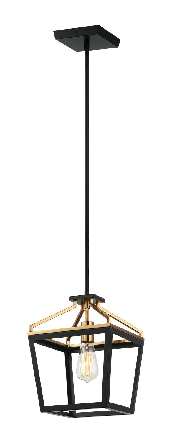 Matteo Lighting C67001BKAG One Light Chandelier, Black / Aged Gold Brass