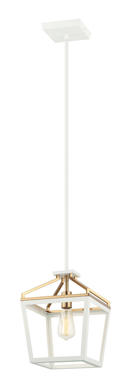 Matteo Lighting C67001WHAG One Light Chandelier, White / Aged Gold Brass