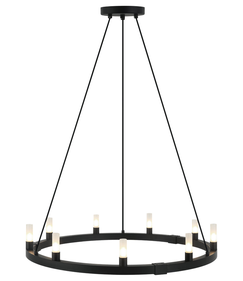 Matteo Lighting C75209MB Nine Light Chandelier, Matte Black