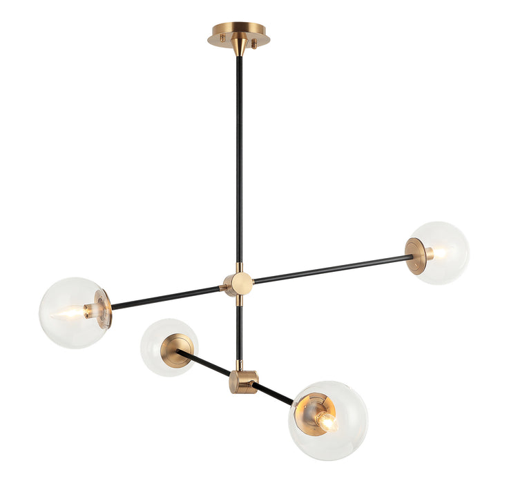 Matteo Lighting C78714AGCL Four Light Chandelier, Aged Gold Brass