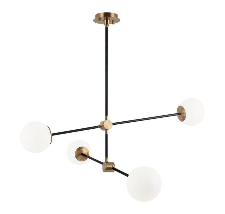 Matteo Lighting C78714AGOP Four Light Chandelier, Aged Gold Brass