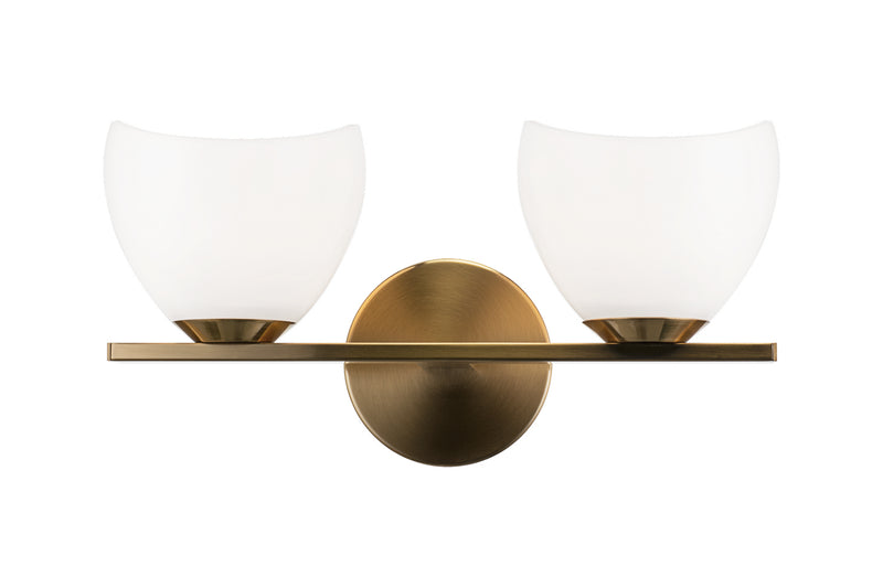 Matteo Lighting S04202AGOP Two Light Vanity, Aged Gold Brass