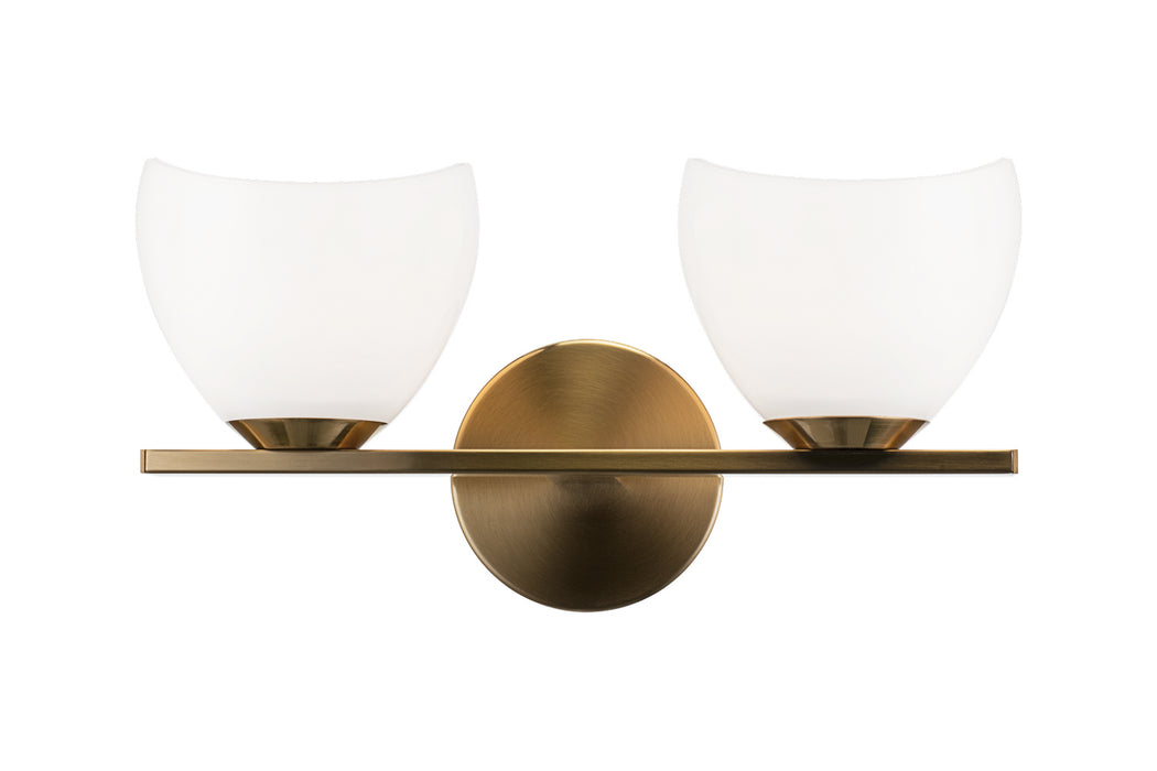 Matteo Lighting S04202AGOP Two Light Vanity, Aged Gold Brass
