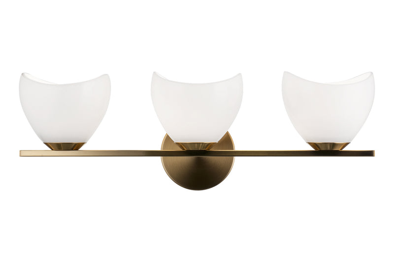 Matteo Lighting S04203AGOP Three Light Vanity, Aged Gold Brass