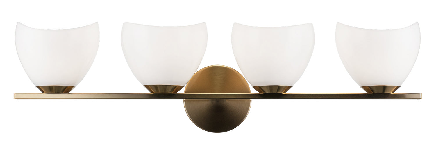 Matteo Lighting S04204AGOP Four Light Vanity, Aged Gold Brass