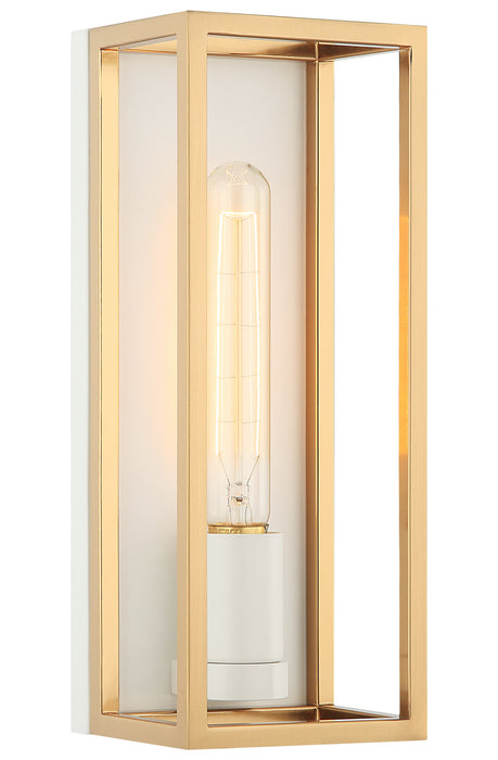 Matteo Lighting S15141WHAG One Light Wall Sconce, White / Aged Gold Brass