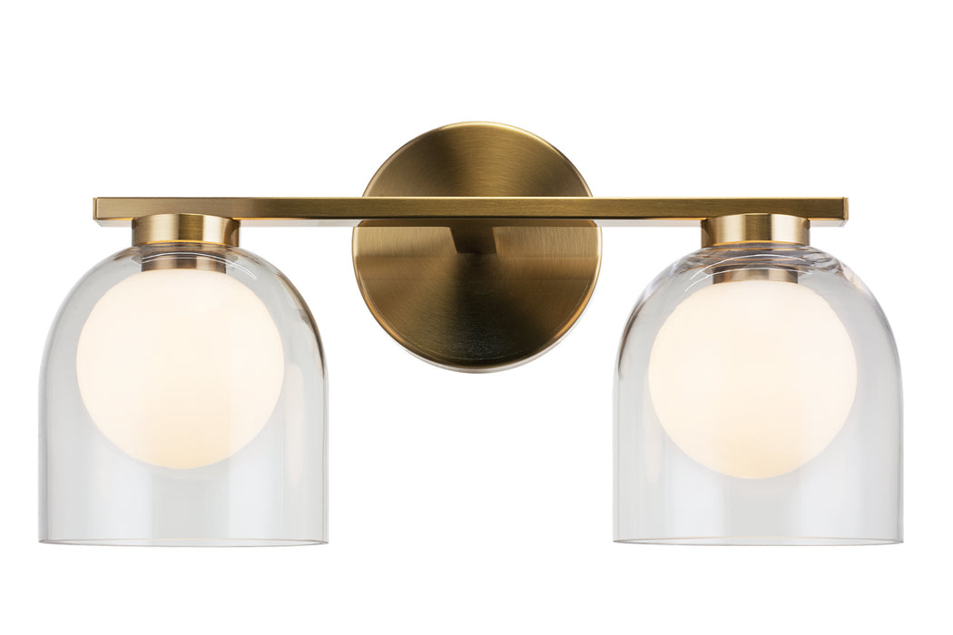 Matteo Lighting W60702AGCL Two Light Wall Sconce, Aged Gold Brass