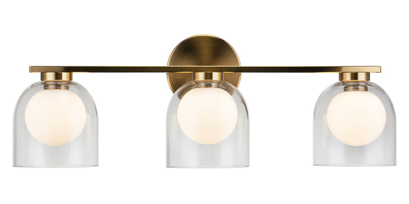 Matteo Lighting W60703AGCL Three Light Wall Sconce, Aged Gold Brass