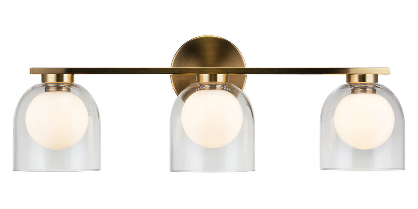 Matteo Lighting W60703AGCL Three Light Wall Sconce, Aged Gold Brass
