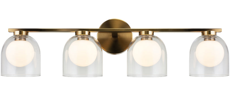 Matteo Lighting W60704AGCL Four Light Wall Sconce, Aged Gold Brass