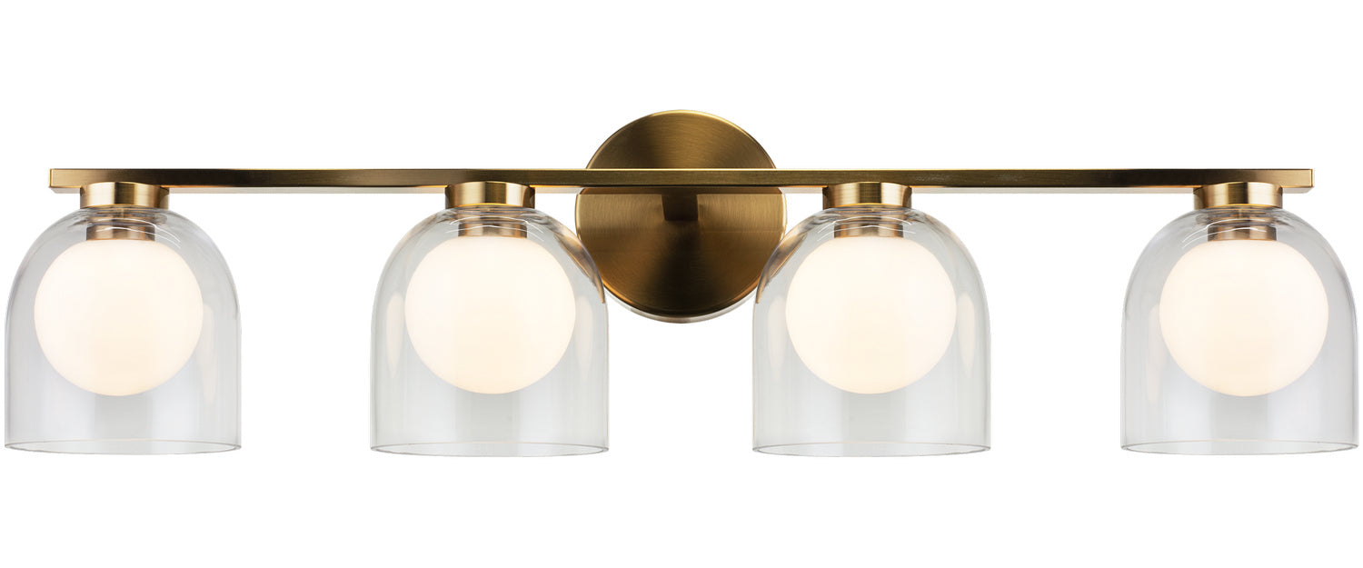 Matteo Lighting W60704AGCL Four Light Wall Sconce, Aged Gold Brass