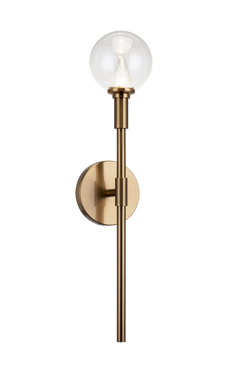 Matteo Lighting W64801AGCL One Light Wall Sconce, Aged Gold Brass