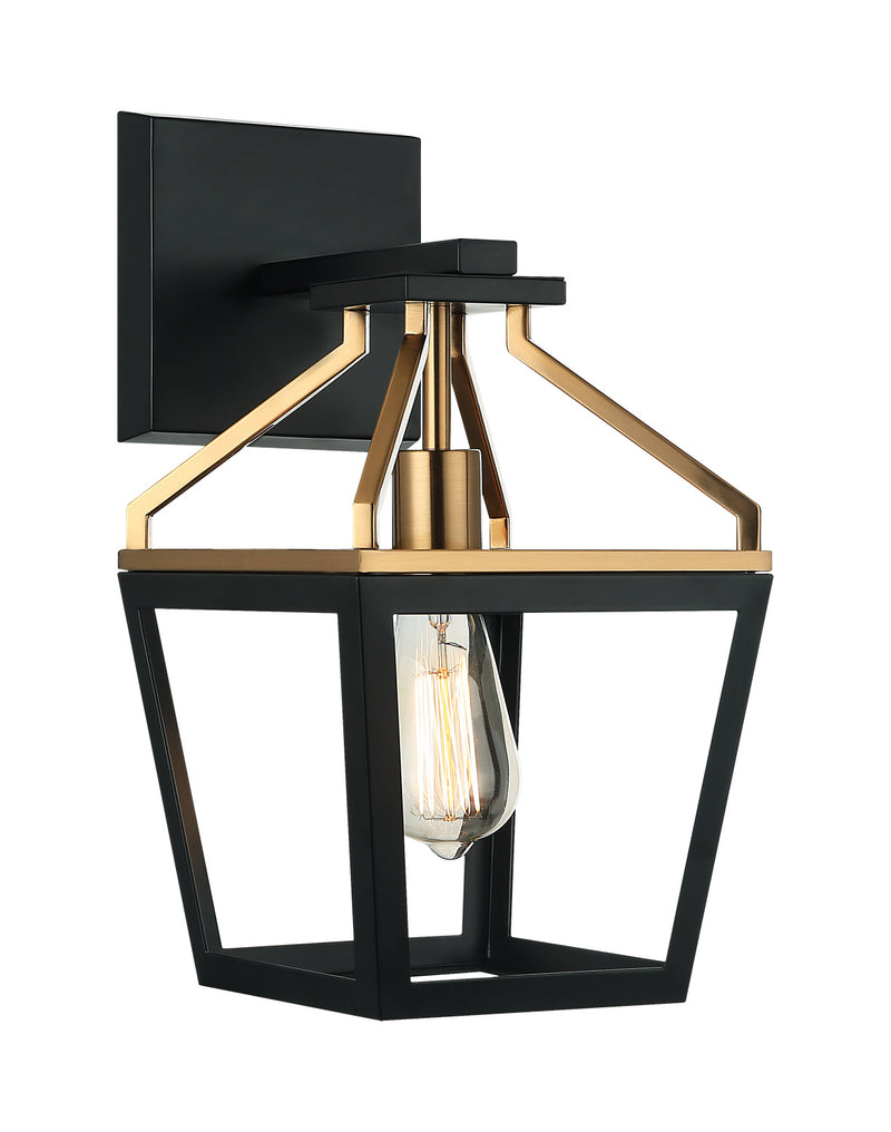 Matteo Lighting W67001BKAG One Light Wall Sconce, Black / Aged Gold Brass