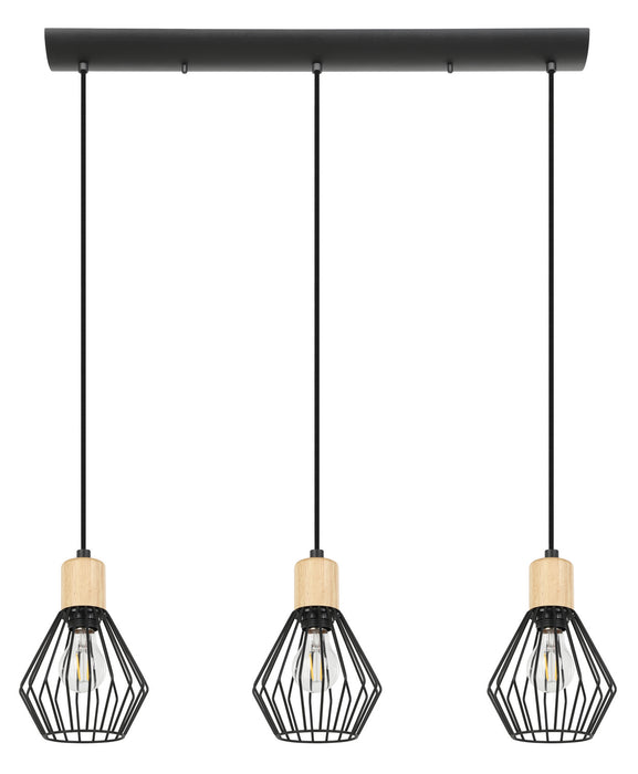 Eglo USA 43378A Three Light Pendant, Structured Black