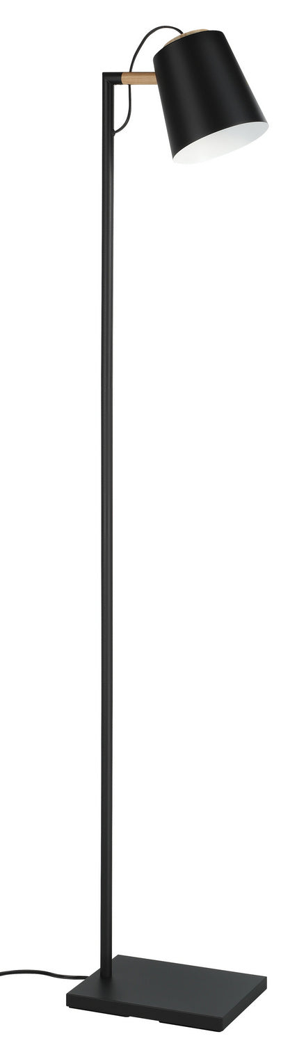 Eglo USA 43614A One Light Floor Lamp, Structured Black, Natural Wood
