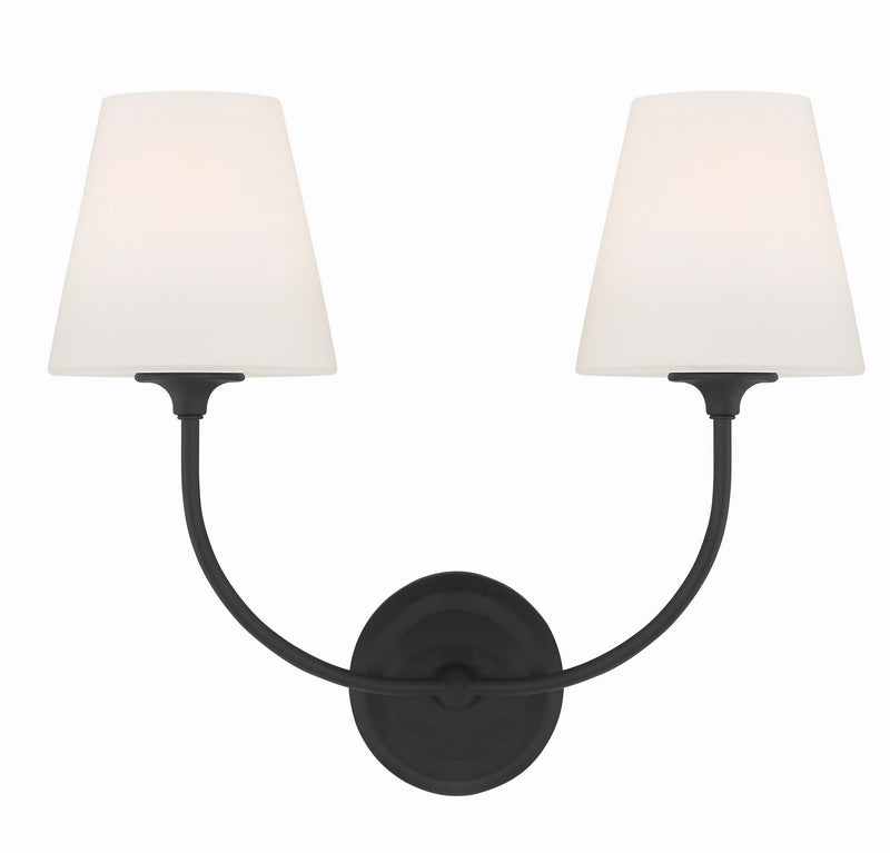 Crystorama 2442-OP-BF Two Light Wall Sconce, Black Forged