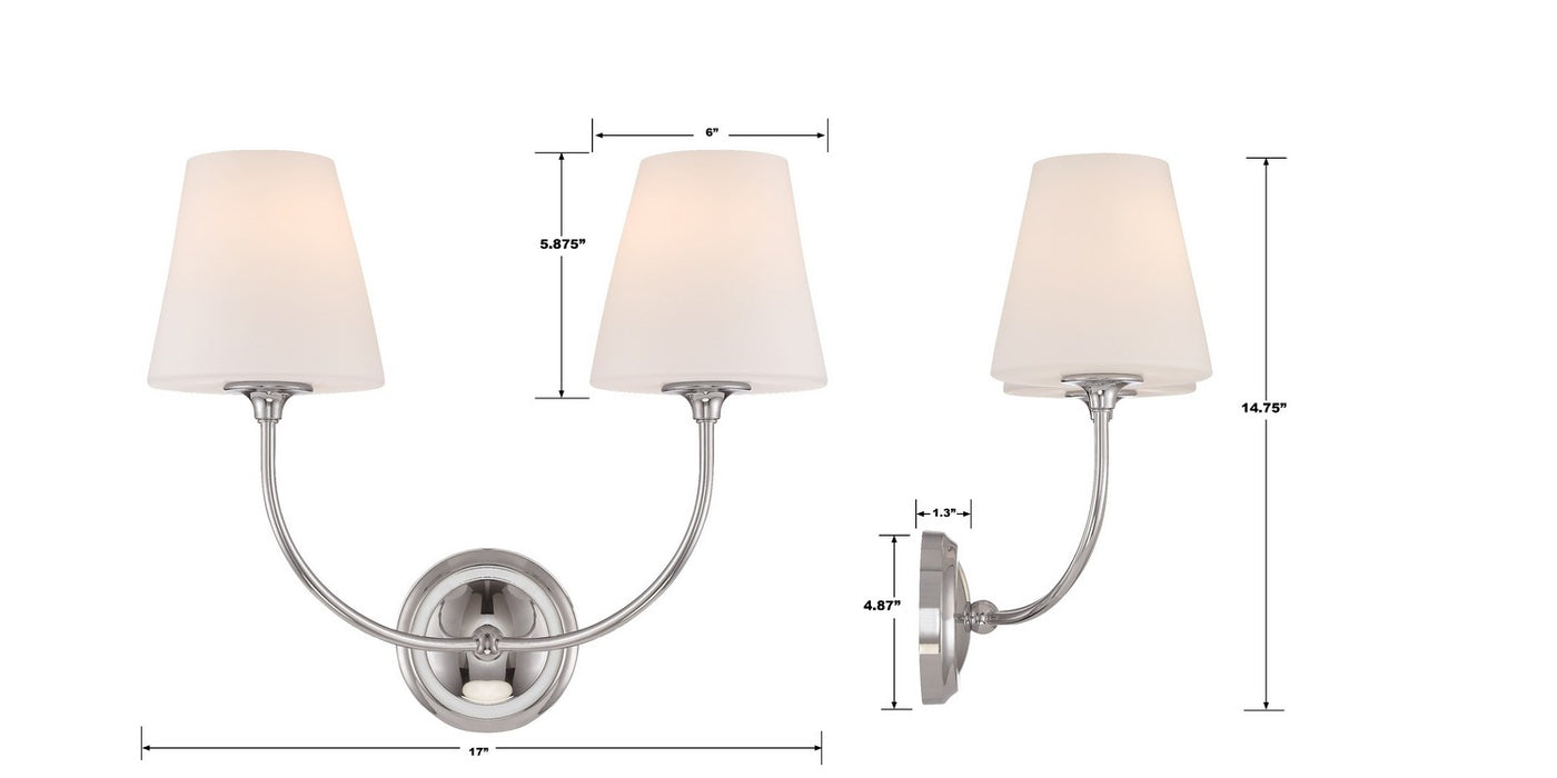Crystorama 2442-OP-CH Two Light Wall Sconce, Polished Chrome