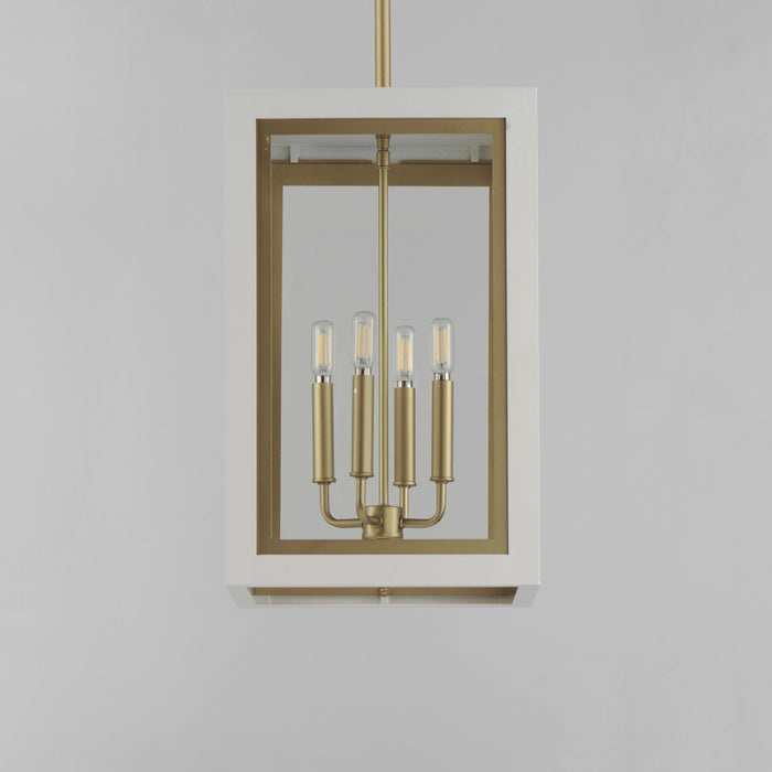 Maxim 30058CLWTGLD Four Light Outdoor Pendant, White/Gold