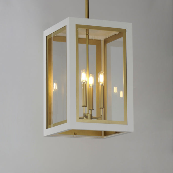 Maxim 30058CLWTGLD Four Light Outdoor Pendant, White/Gold