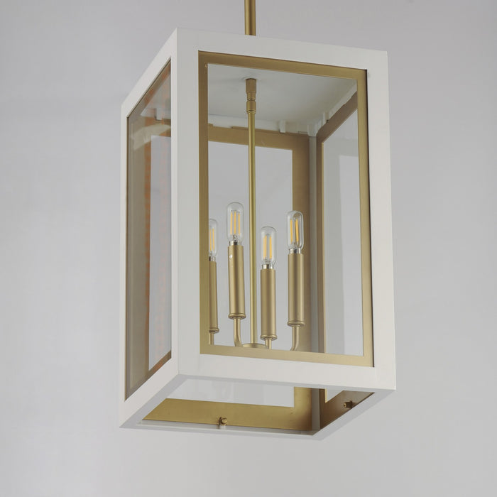 Maxim 30058CLWTGLD Four Light Outdoor Pendant, White/Gold