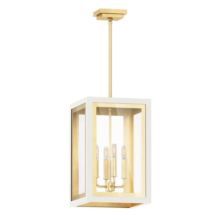Maxim 30058CLWTGLD Four Light Outdoor Pendant, White/Gold