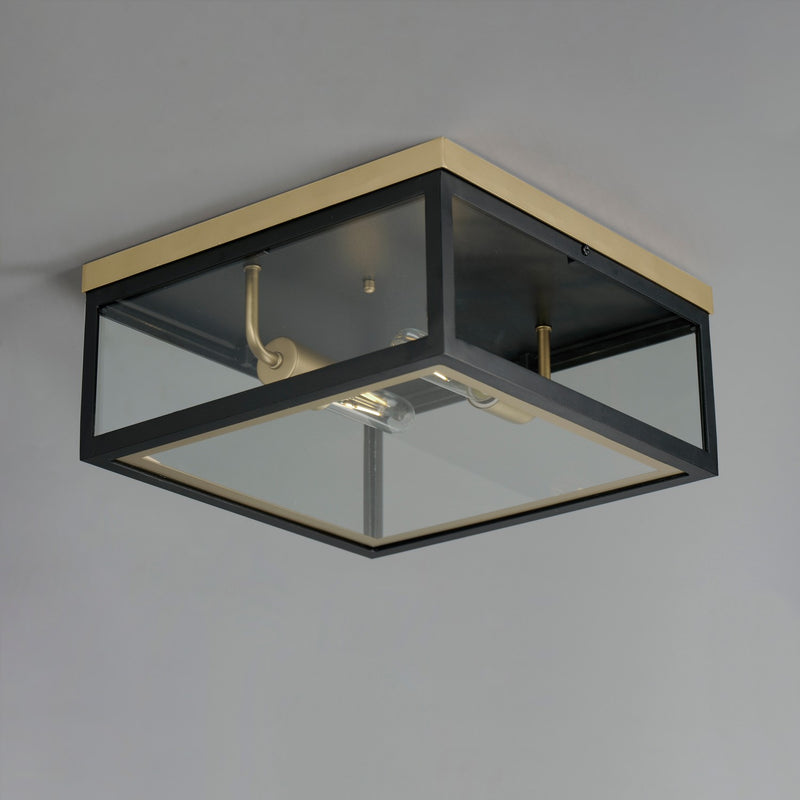 Maxim 30059CLBKGLD Two Light Outdoor Flush Mount, Black / Gold