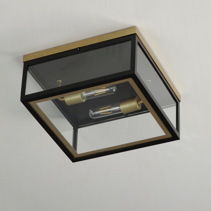 Maxim 30059CLBKGLD Two Light Outdoor Flush Mount, Black / Gold