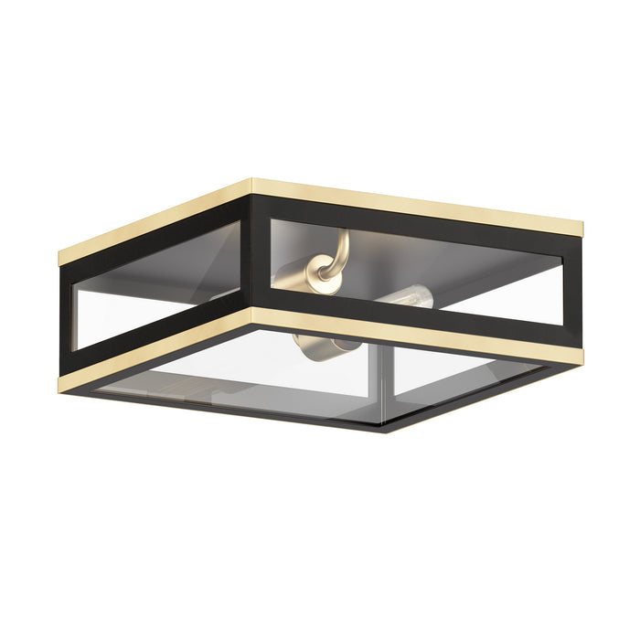 Maxim 30059CLBKGLD Two Light Outdoor Flush Mount, Black / Gold