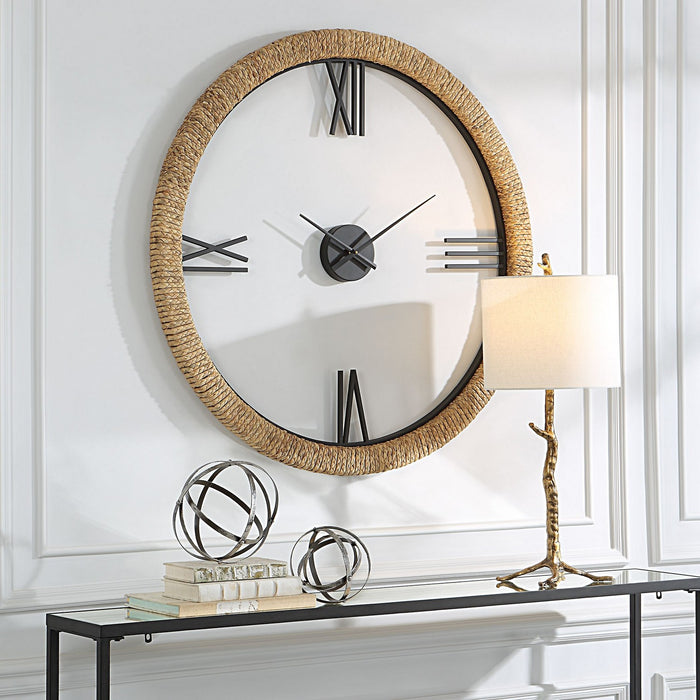 Uttermost 06464 Wall Clock, Braided Banana Leaf