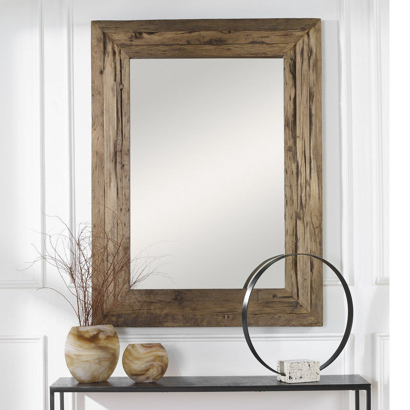 Uttermost 09816 Mirror, Rustic Pine Wood