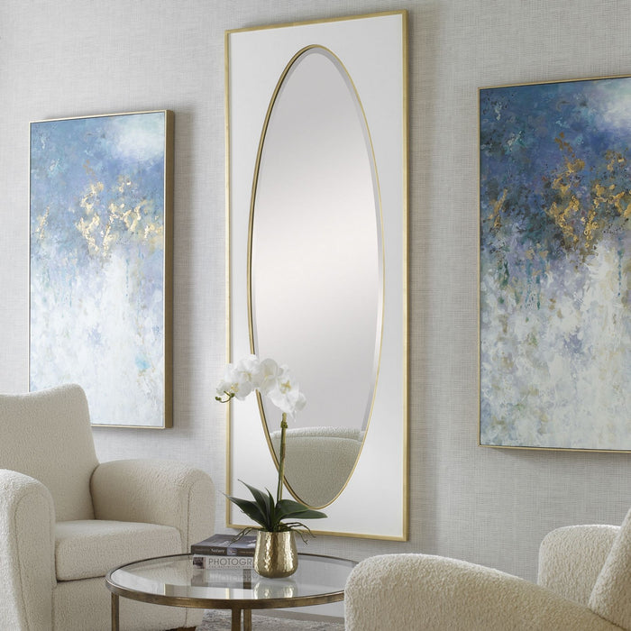 Uttermost 09846 Mirror, White And Gold Leaf