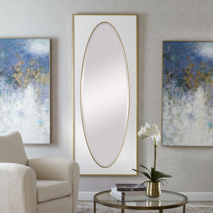 Uttermost 09846 Mirror, White And Gold Leaf