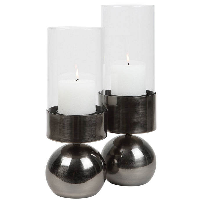 Uttermost 18050 Candleholders, Set/2, Polished Gunmetal