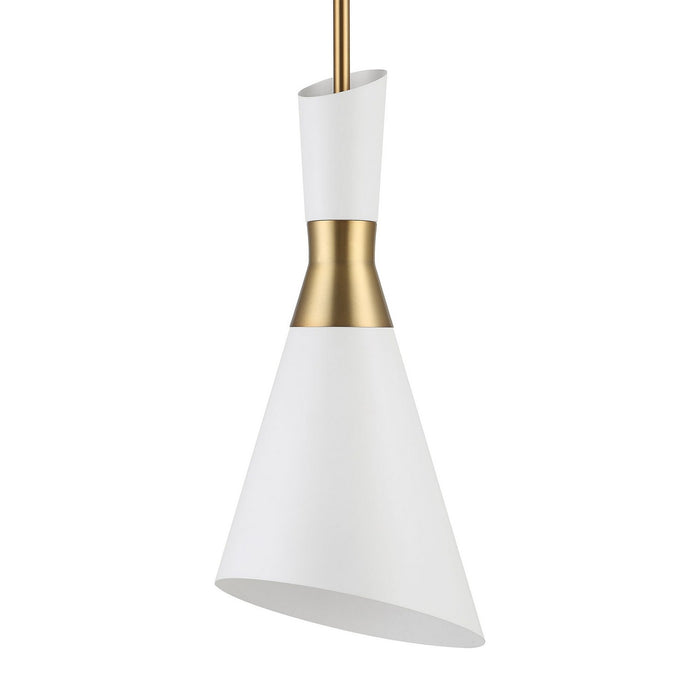 Uttermost 21560 One Light Mini Pendant, Antique Brass & White