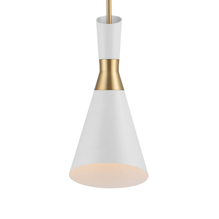 Uttermost 21560 One Light Mini Pendant, Antique Brass & White