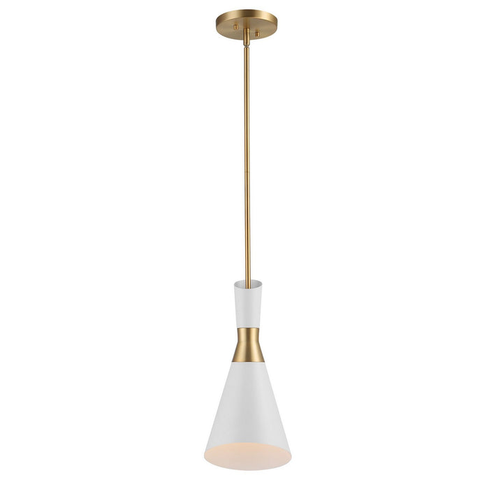 Uttermost 21560 One Light Mini Pendant, Antique Brass & White