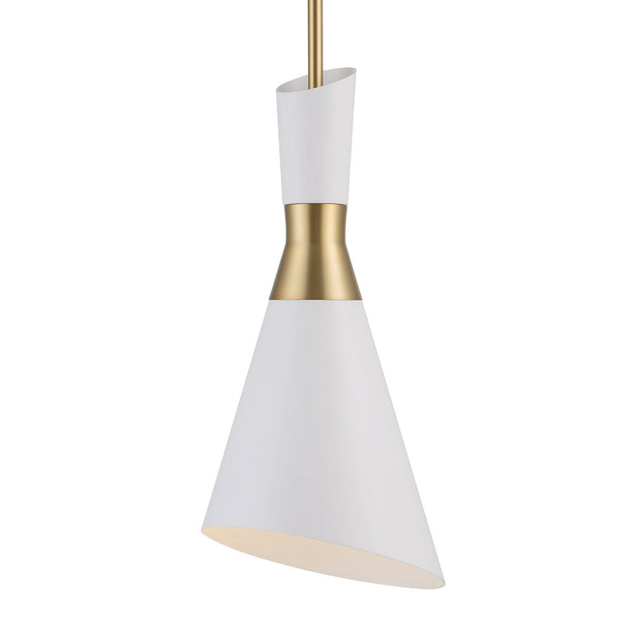 Uttermost 21560 One Light Mini Pendant, Antique Brass & White
