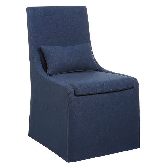 Uttermost 23726 Armless Chair, Blue Linen