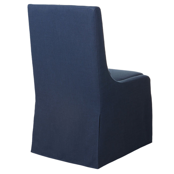 Uttermost 23726 Armless Chair, Blue Linen