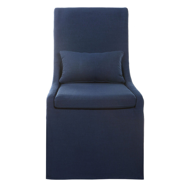 Uttermost 23726 Armless Chair, Blue Linen