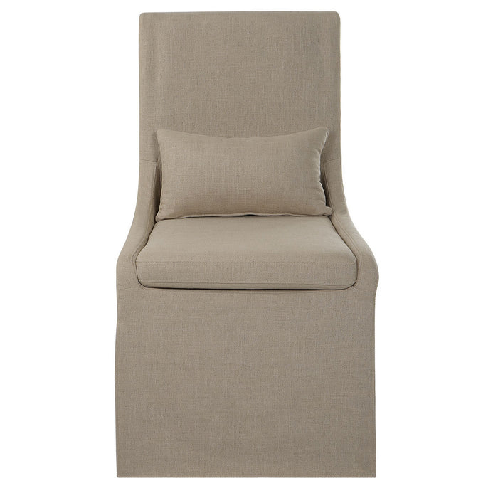 Uttermost 23727 Armless Chair, Tailored Tan Linen