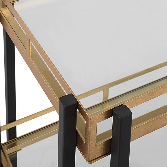 Uttermost 25229 Bar Cart, Matte Black And Brushed Gold