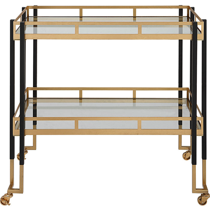 Uttermost 25229 Bar Cart, Matte Black And Brushed Gold