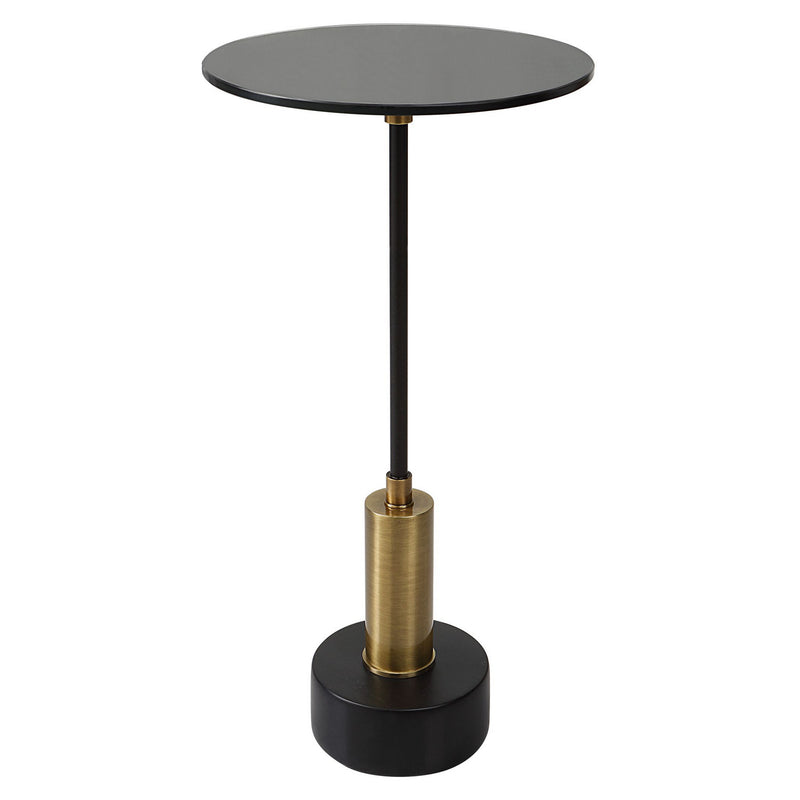 Uttermost 25242 Accent Table, Brushed Brass And Satin Black Iron