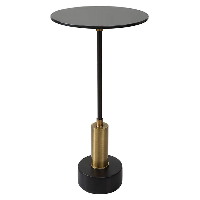 Uttermost 25242 Accent Table, Brushed Brass And Satin Black Iron
