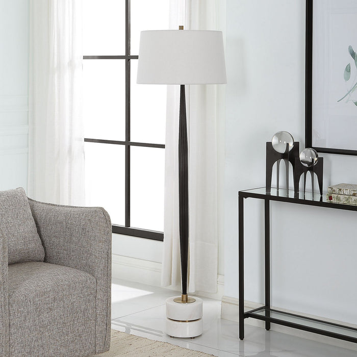 Uttermost 30123 One Light Floor Lamp, Brushed Brass