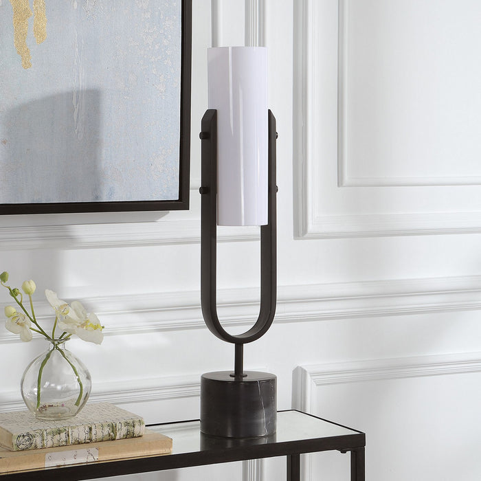 Uttermost 30141-1 Two Light Accent Lamp, Sleek Black And White