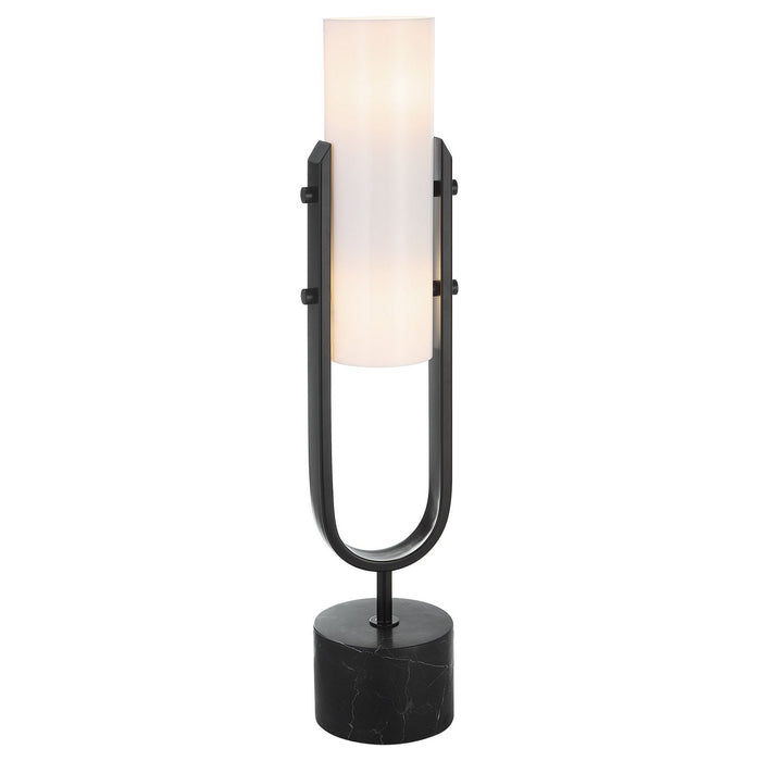 Uttermost 30141-1 Two Light Accent Lamp, Sleek Black And White