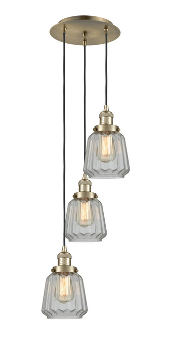Innovations 113F-3P-AB-G142 Three Light Pendant, Antique Brass