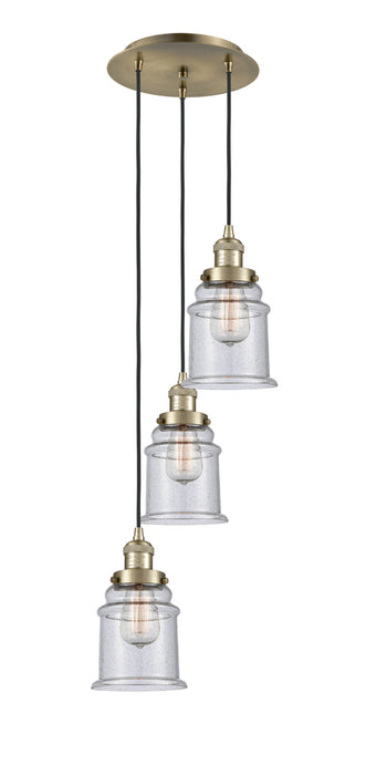 Innovations 113F-3P-AB-G184 Three Light Pendant, Antique Brass
